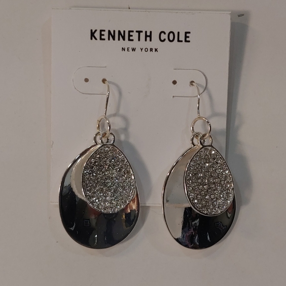 KENNETH COLE Silver & Crystal Pave Stone Earring - Picture 2 of 4